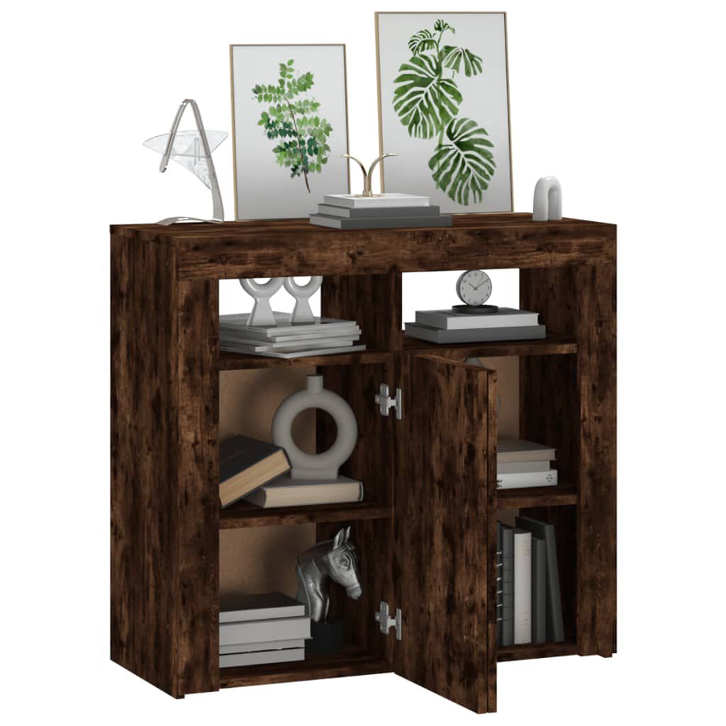 vidaXL Sideboard with LED Lights Smoked Oak 80x35x75 cm