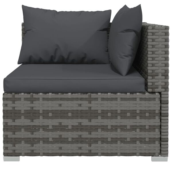 vidaXL 11 Piece Garden Lounge Set with Cushions Grey Poly Rattan