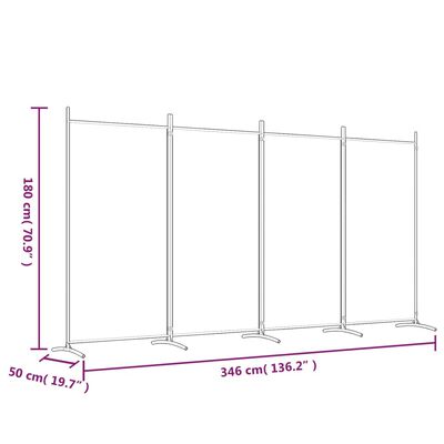 vidaXL 4-Panel Room Divider White 346x180 cm Fabric, white vidaXL 4-Panel Room Divider White 346x180 cm Fabric