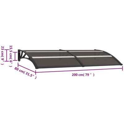 vidaXL Door Canopy Black 200x75 cm PC