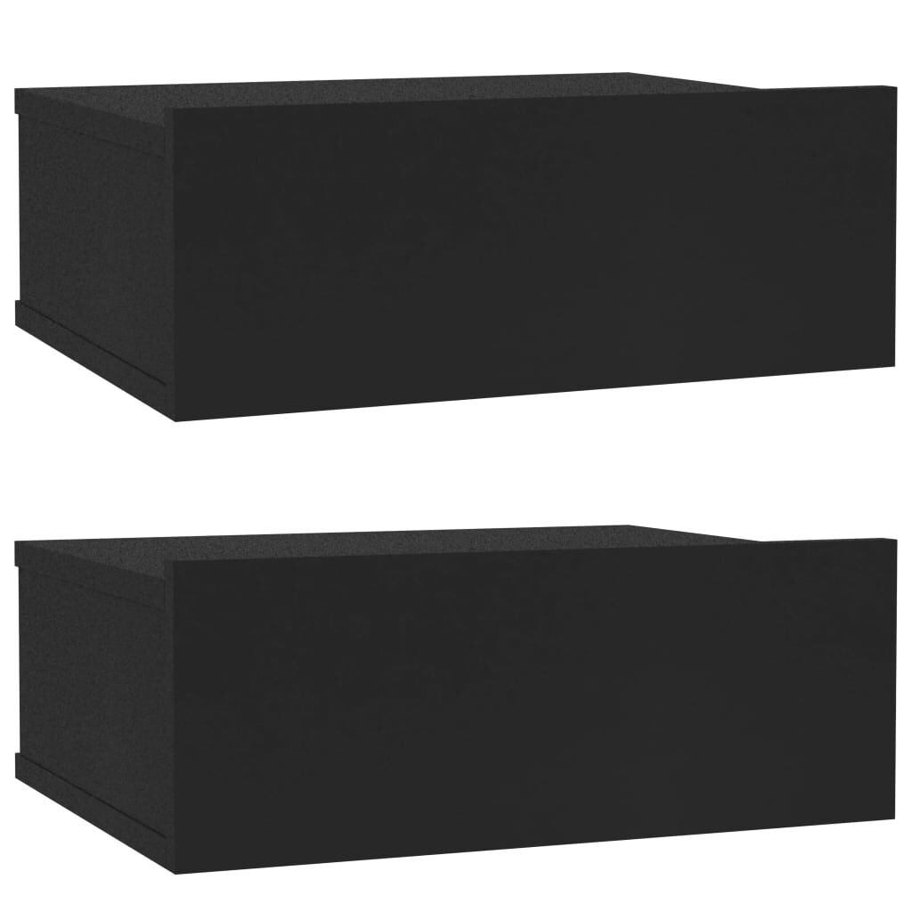 vidaXL Floating Nightstands 2 pcs Black 40x30x15 cm Engineered Wood