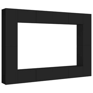 vidaXL 8 Piece TV Cabinet Set Black Engineered Wood
