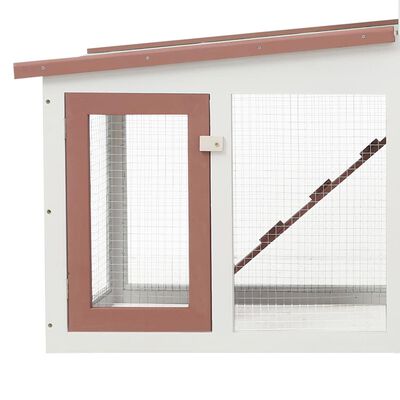 vidaXL Outdoor Large Rabbit Hutch Brown and White 201x45x85 cm Wood, brown and white vidaXL Outdoor Large Rabbit Hutch Brown and White 201x45x85 cm Wood