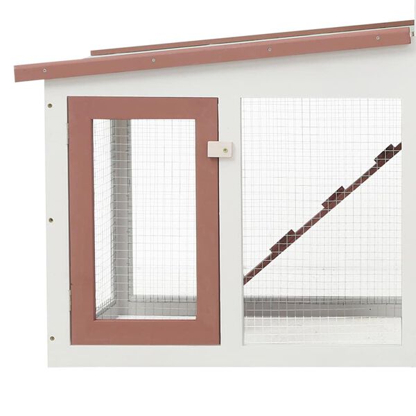 vidaXL Outdoor Large Rabbit Hutch Brown and White 201x45x85 cm Wood