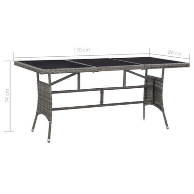 vidaXL Garden Table Grey 170x80x74 cm Poly Rattan,  vidaXL Garden Table Grey 170x80x74 cm Poly Rattan