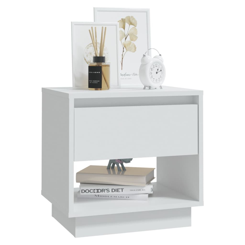vidaXL Bedside Cabinet White 45x34x44 cm Engineered Wood