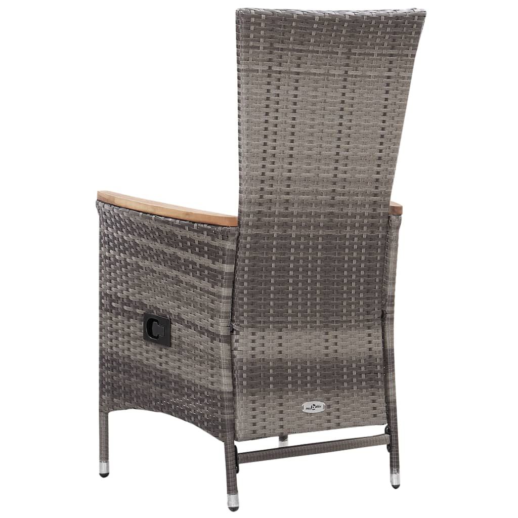 vidaXL 3 Piece Garden Lounge Set with Cushions Poly Rattan Grey