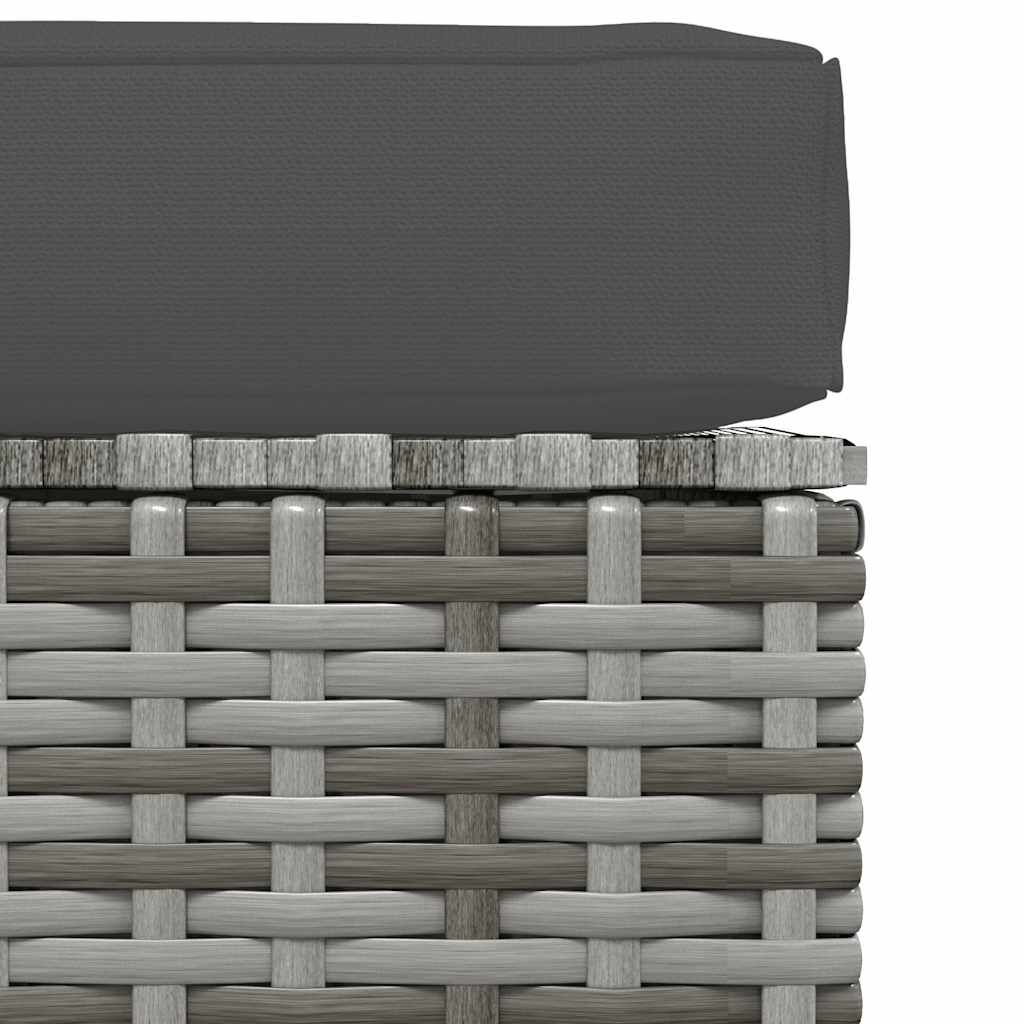 vidaXL Garden Footrest with Cushion Grey 70x70x30 cm Poly Rattan