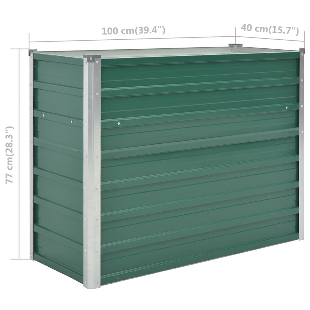 vidaXL Garden Raised Bed Galvanised Steel 100x40x77 cm Green