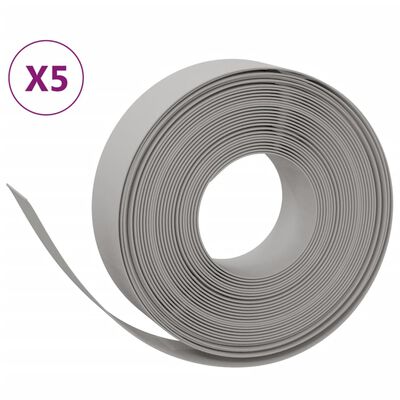 vidaXL Garden Edgings 5 pcs Grey 10 m 15 cm Polyethylene, grey vidaXL Garden Edgings 5 pcs Grey 10 m 15 cm Polyethylene