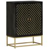 vidaXL Sideboard with 2 Doors Black&Gold 55x30x75 cm Solid Wood Mango