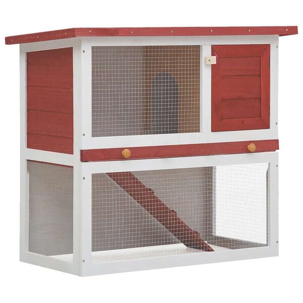 vidaXL Outdoor Rabbit Hutch 1 Door Red Wood