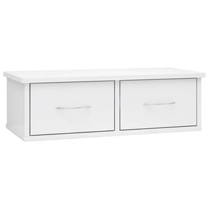 vidaXL Wall-mounted Drawer Shelf High Gloss White 60x26x18,5 cm Engineered Wood