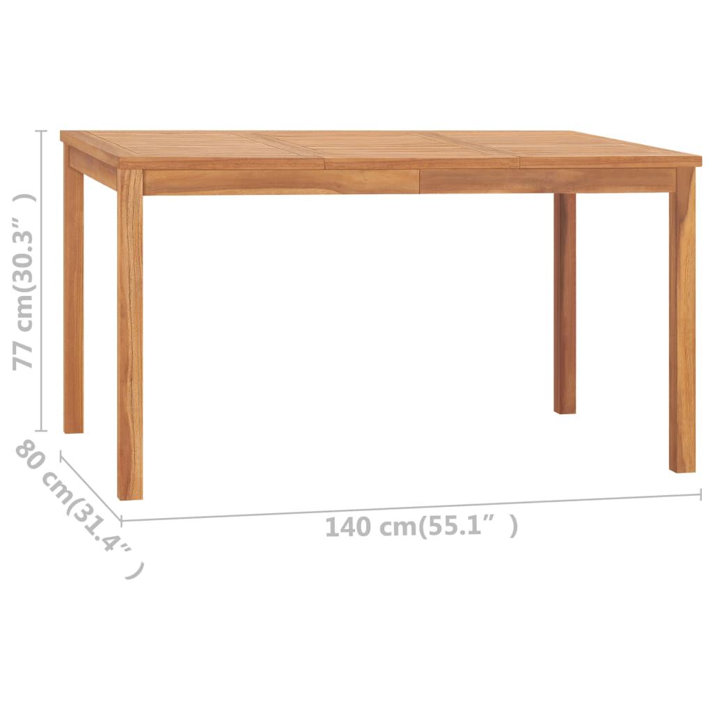 vidaXL Garden Dining Table 140x80x77 cm Solid Teak Wood