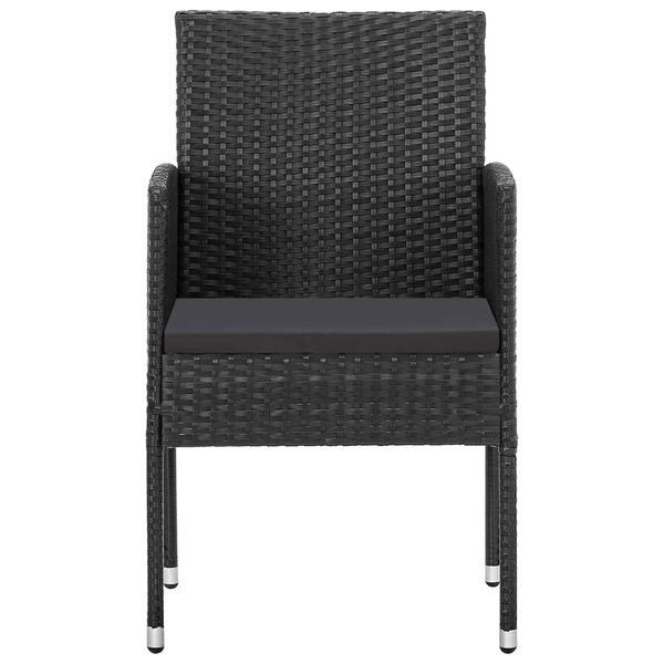 vidaXL Garden Chairs with Black Cushions 4 pcs Black Poly Rattan
