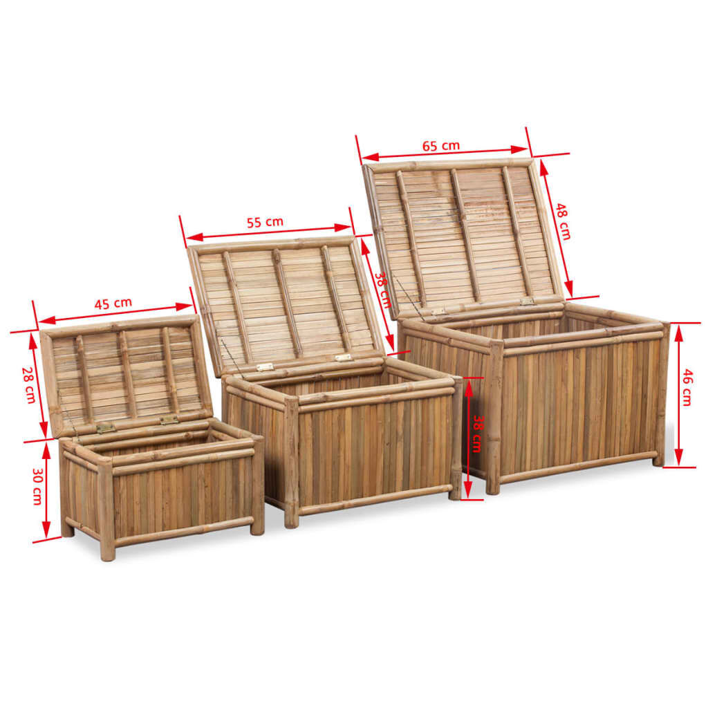 vidaXL Storage Boxes 3 pcs Bamboo