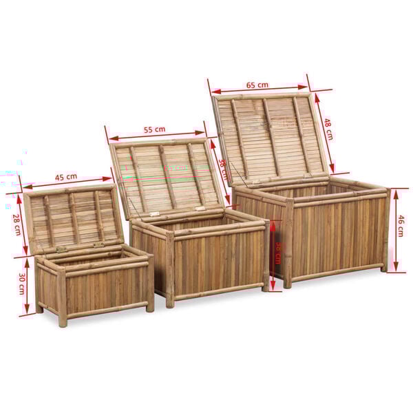 vidaXL Storage Boxes 3 pcs Bamboo