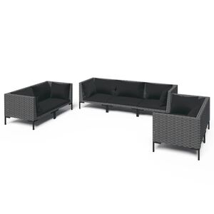 vidaXL 7 Piece Garden Lounge Set with Cushions Poly Rattan Dark Grey