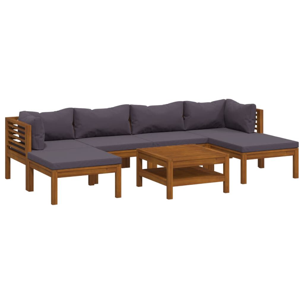 vidaXL 7 Piece Garden Lounge Set with Cushion Solid Acacia Wood