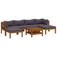 vidaXL 7 Piece Garden Lounge Set with Cushion Solid Acacia Wood, dark grey vidaXL 7 Piece Garden Lounge Set with Cushion Solid Acacia Wood