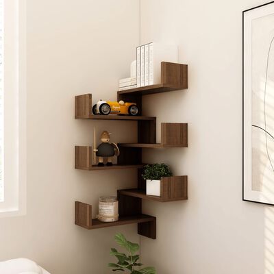 vidaXL Wall Corner Shelves 2 pcs Brown Oak 40x40x50 cm Engineered Wood, brown oak vidaXL Wall Corner Shelves 2 pcs Brown Oak 40x40x50 cm Engineered Wood