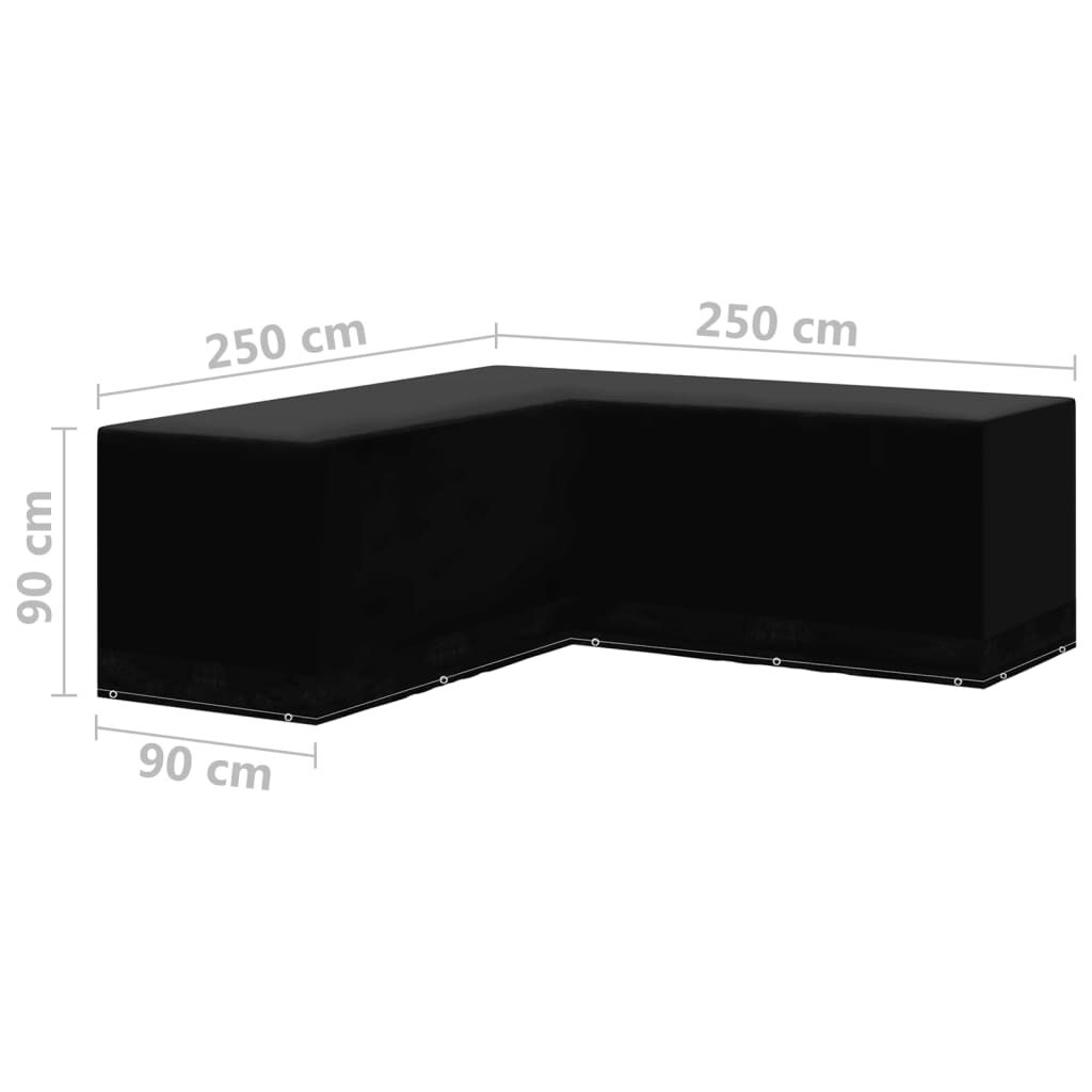 vidaXL Garden Furniture Covers 2 pcs L-Shaped 12 Eyelets 250x250x90 cm