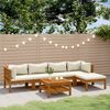 vidaXL 6 Piece Garden Lounge Set with Cream Cushion Solid Acacia Wood