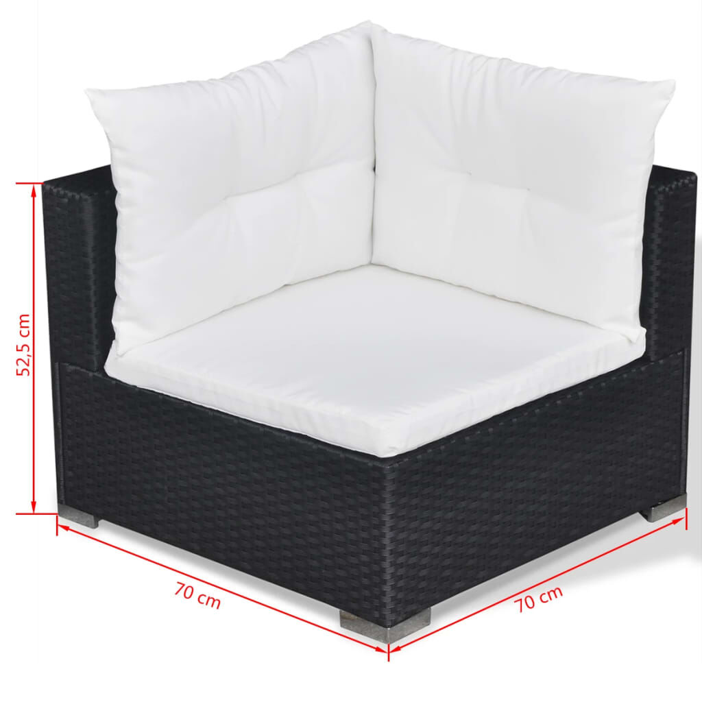 vidaXL 10 Piece Garden Lounge Set with Cushions Poly Rattan Black