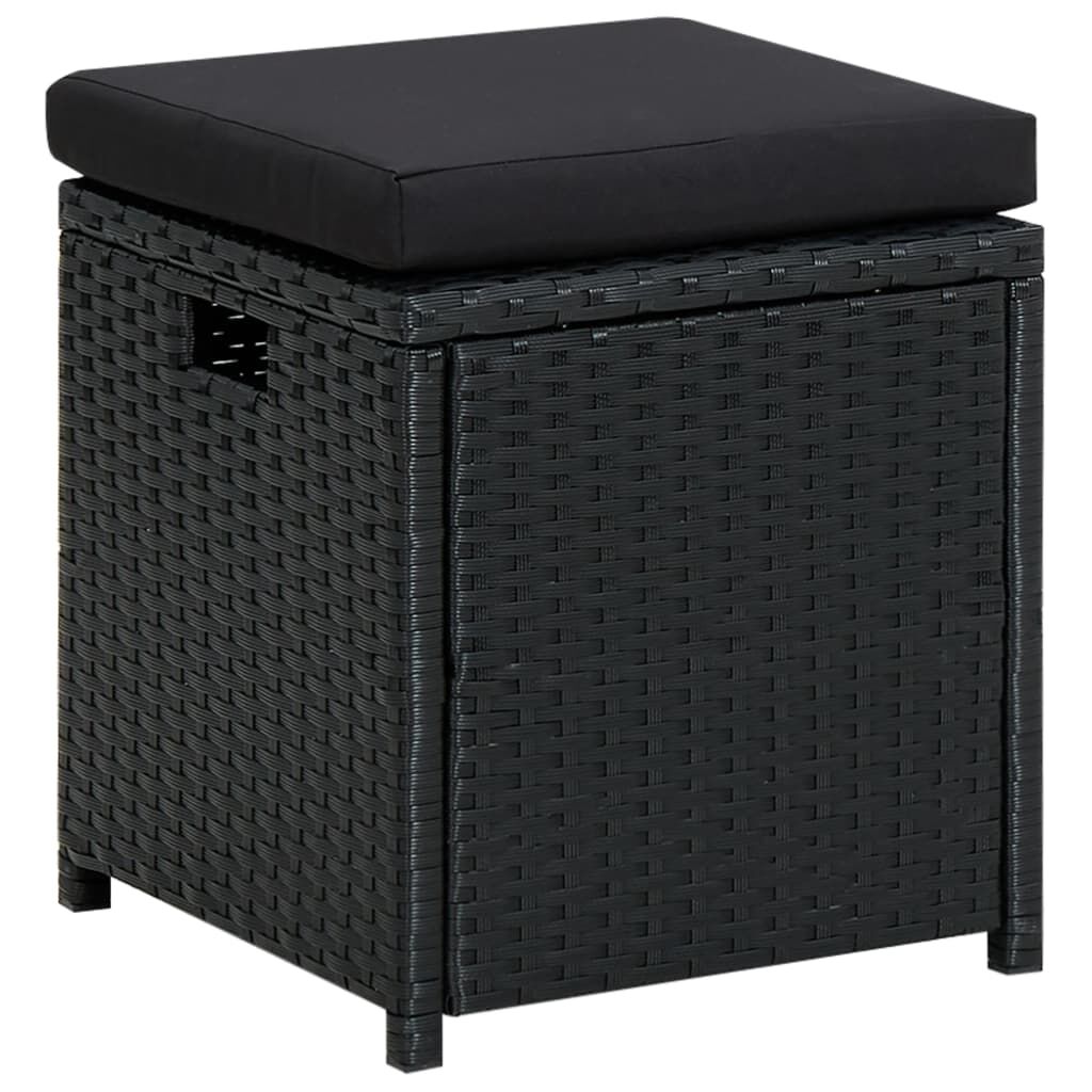 vidaXL 6 Piece Garden Lounge Set with Cushions Poly Rattan Black