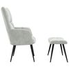 vidaXL Relaxing Chair with a Stool Light Grey Velvet