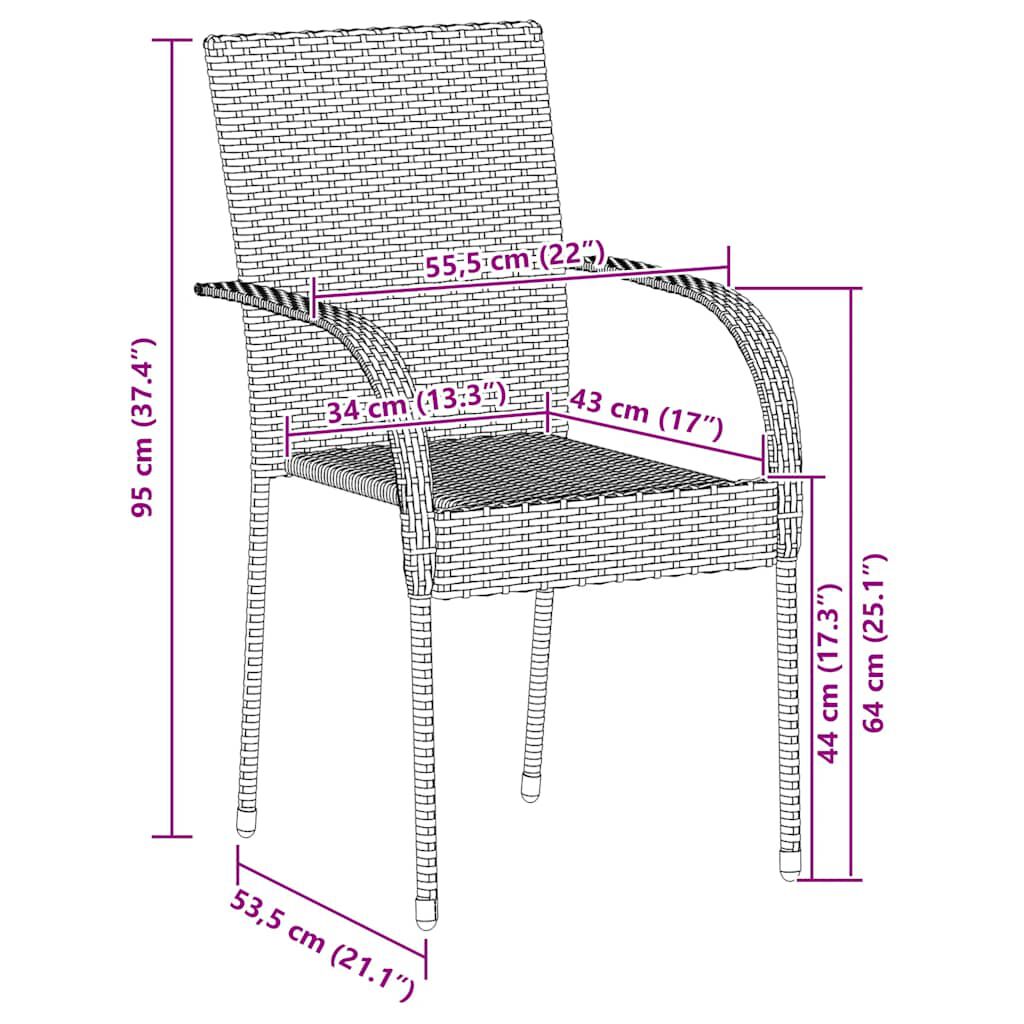 vidaXL Stackable Outdoor Chairs 6 pcs Poly Rattan Black