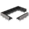 vidaXL 13 Piece Garden Lounge Set with Cushions Poly Rattan Dark Grey