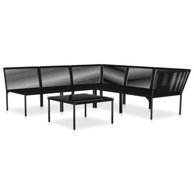 vidaXL 6 Piece Garden Lounge Set with Cushions Black PVC,  vidaXL 6 Piece Garden Lounge Set with Cushions Black PVC