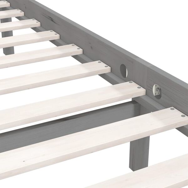 vidaXL Bed Frame without Mattress Grey Solid Wood 90x200 cm
