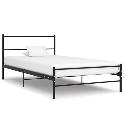 vidaXL Bed Frame without Mattress Black Metal 90x200 cm, black vidaXL Bed Frame without Mattress Black Metal 90x200 cm