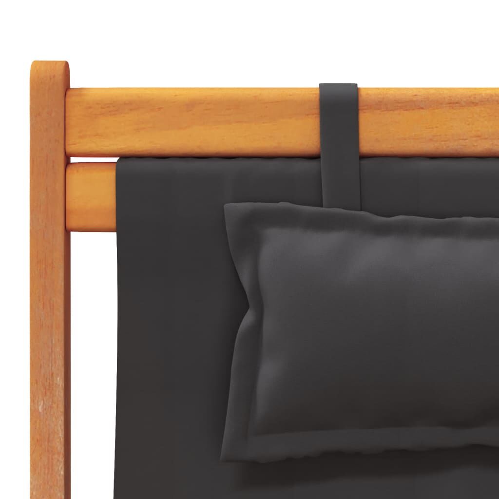 vidaXL Folding Beach Chairs 2 pcs Black Fabric
