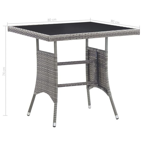 vidaXL Garden Table Grey 80x80x74 cm Poly Rattan
