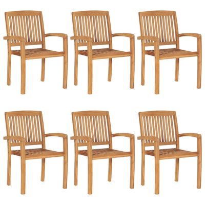 vidaXL Stacking Garden Chairs 6 pcs Solid Teak Wood,  vidaXL Stacking Garden Chairs 6 pcs Solid Teak Wood
