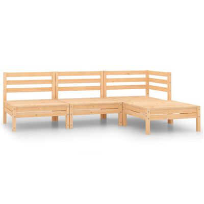 vidaXL 4 Piece Garden Lounge Set Solid Pinewood, natural vidaXL 4 Piece Garden Lounge Set Solid Pinewood