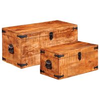 vidaXL Storage Chest Set 2 Pieces Rough Mango Wood,  vidaXL Storage Chest Set 2 Pieces Rough Mango Wood