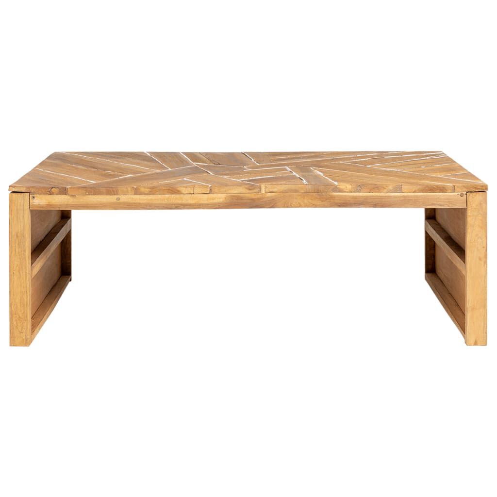 vidaXL Coffee Table Erosion Solid Teak Wood 110x35x38 cm