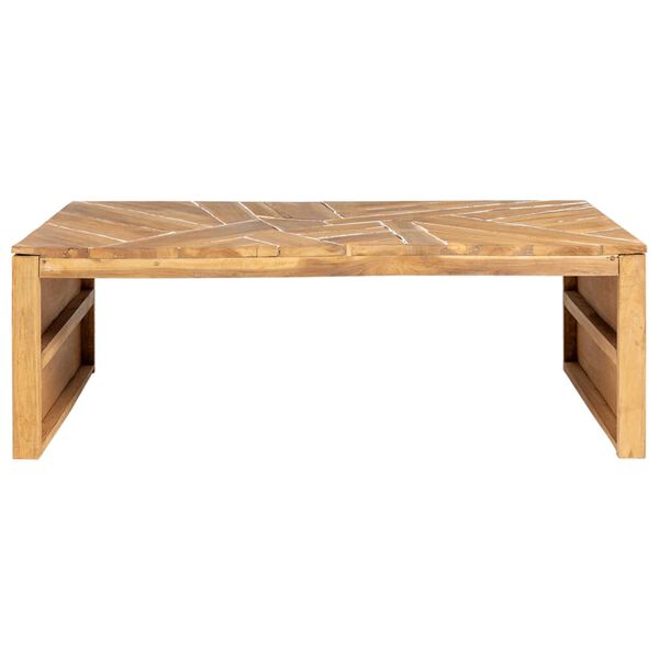 vidaXL Coffee Table Erosion Solid Teak Wood 110x35x38 cm