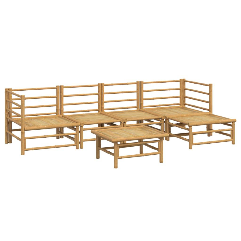 vidaXL 6 Piece Garden Lounge Set with Light Grey Cushions Bamboo