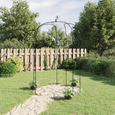 vidaXL Garden Arch Black Ø180x255 cm Steel,  vidaXL Garden Arch Black Ø180x255 cm Steel