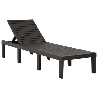 vidaXL Sun Lounger with Cushion Plastic Anthracite, anthracite vidaXL Sun Lounger with Cushion Plastic Anthracite