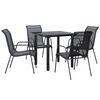 vidaXL 5 Piece Garden Dining Set Black Steel and Textilene