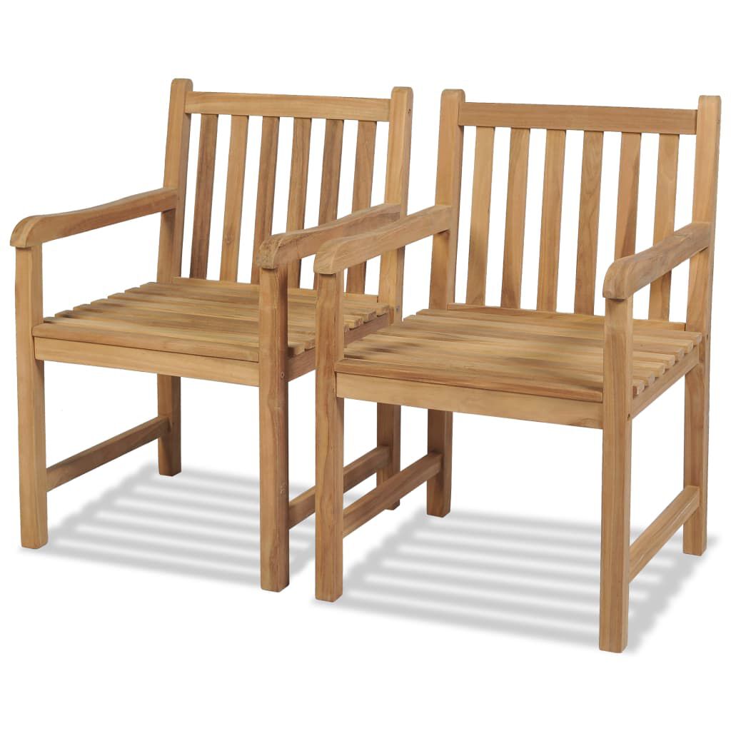 vidaXL Outdoor Chairs 2 pcs Solid Teak Wood