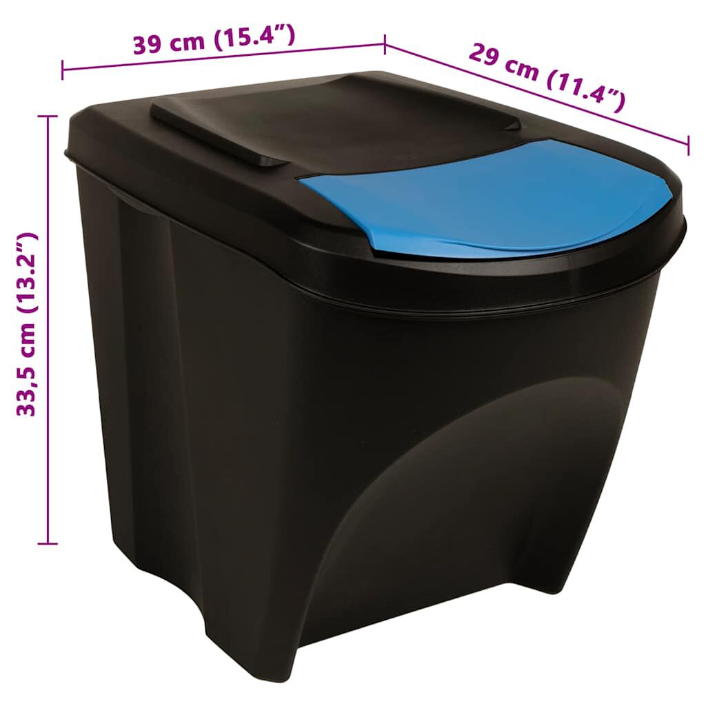 vidaXL Stackable Dustbins 3 pcs Anthracite 75 L