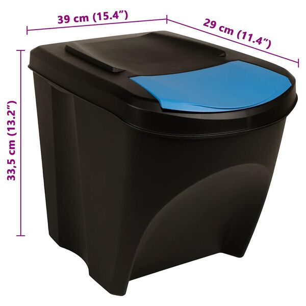 vidaXL Stackable Dustbins 3 pcs Anthracite 75 L