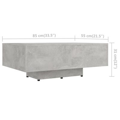 vidaXL Coffee Table Concrete Grey 85x55x31 cm Engineered Wood, concrete grey vidaXL Coffee Table Concrete Grey 85x55x31 cm Engineered Wood